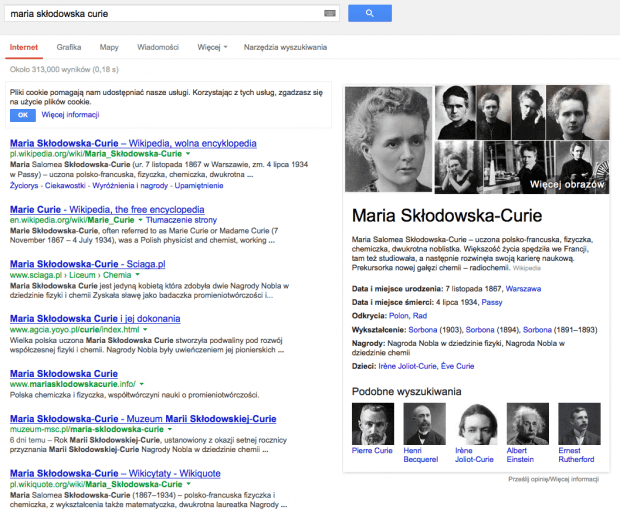 Maria Skłodowska-Curie w Knowledge Graph