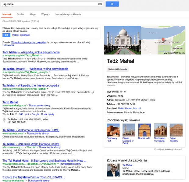 Taj mahal w Knowledge Graph