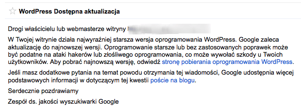 WordPress Dostępna aktualizacja