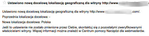 Ustawiono nową docelową lokalizację geograficzną dla witryny