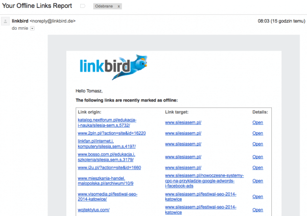 linkbird raport