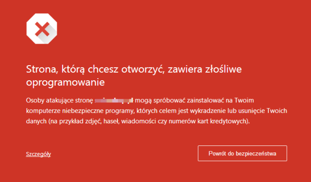 komunikat złośliwe oprogramowanie