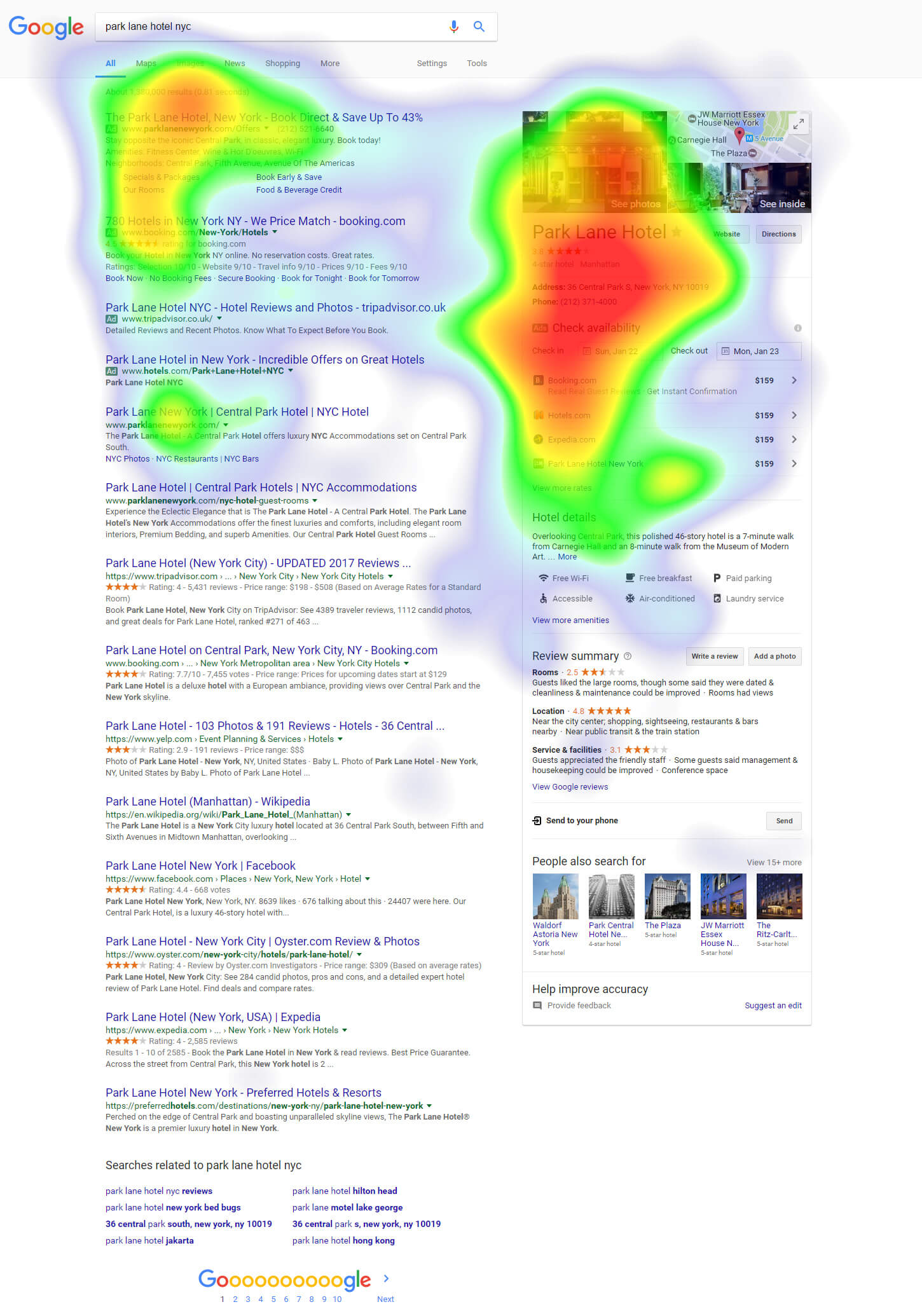 Park Lane Hotel heatmap