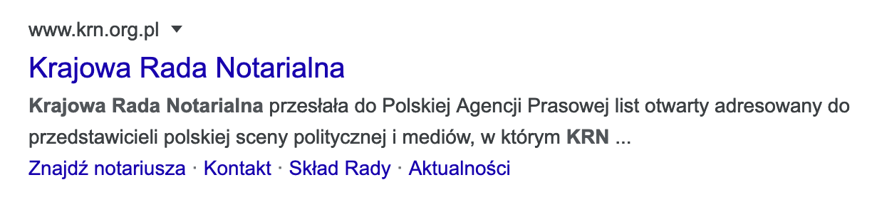 Tytuł strony internetowej - Wynik Google